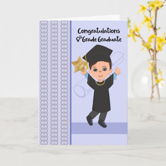 Afstuderen van achtste graad voor Jongen met ster Kaart (Gele Bloem)