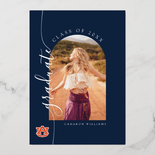 Afstuderen van Auburn - Auburn Tigers Folie Uitnodiging (Voorkant)