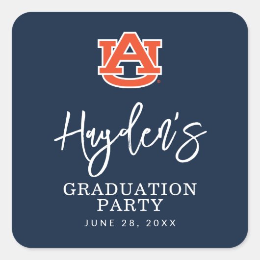 Afstuderen van Auburn - Auburn Tigers Vierkante Sticker (Voorkant)