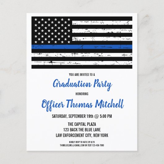 Afstuderen van begrotingspolitie in blauwe lijn (Voorkant)