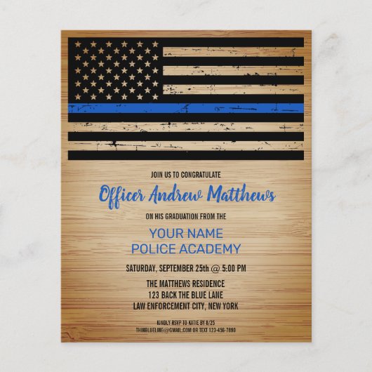 Afstuderen van begrotingspolitie in blauwe lijn (Voorkant)