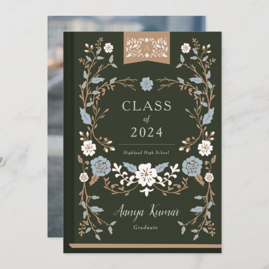 Afstuderen van bibliotheekboek Foto Aankondiging (Voorkant / Achterkant)