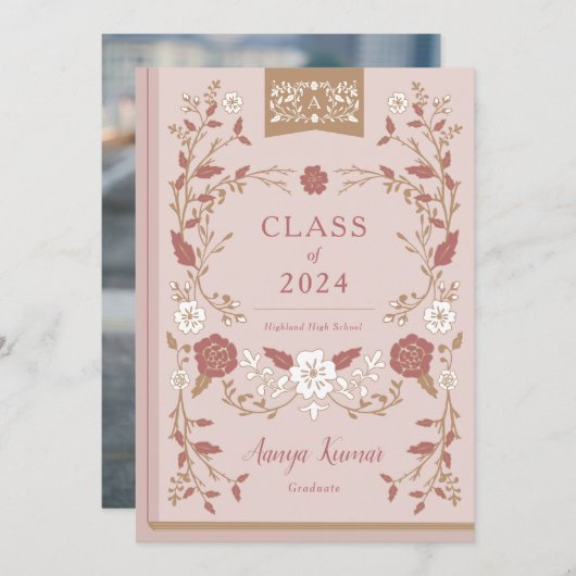 Afstuderen van bibliotheekboek Foto Aankondiging (Voorkant / Achterkant)