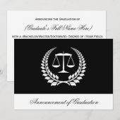 Afstuderen van Black/White Laurel Law Kaart (Voorkant / Achterkant)