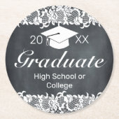 Afstuderen van Blackboard & White Pet Pet Ronde Kartonnen Onderzetter (Voorkant)