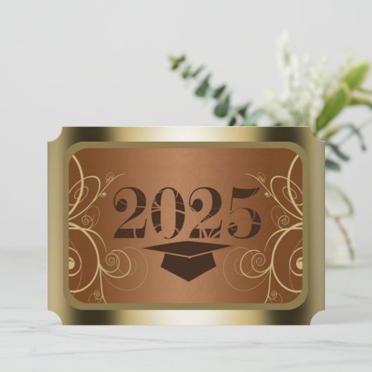 Afstuderen van bruin en goudLijst Kaart (Staand voorkant)