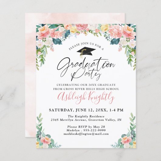 Afstuderen van budget Elegant roze handschrift (Voorkant / Achterkant)