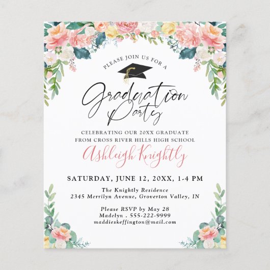 Afstuderen van budget Elegant roze handschrift (Voorkant)