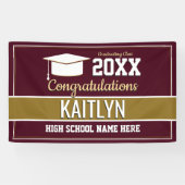 Afstuderen van Burgundy's en Gold School Colors Spandoek (Horizontaal)