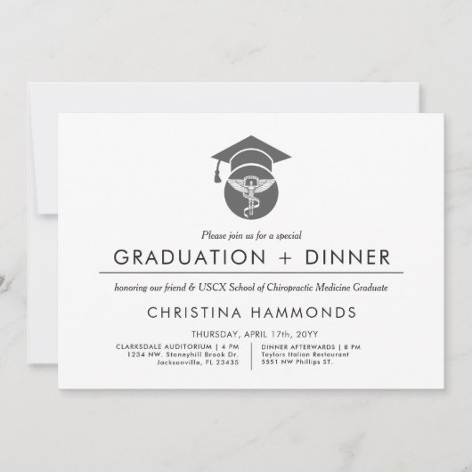 Afstuderen van chiropractor | Minimale uitnodiging (Voorkant)