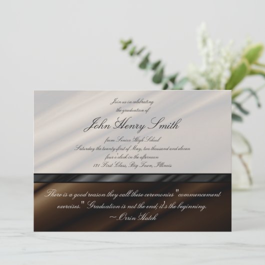 Afstuderen van chocolade-zijde Uitnodiging/aankond Kaart (Staand voorkant)