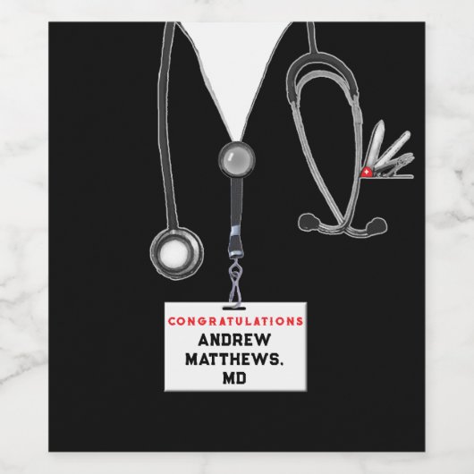 Afstuderen van Creative Medical School Wine Label Wijn Etiket (Enkel label)