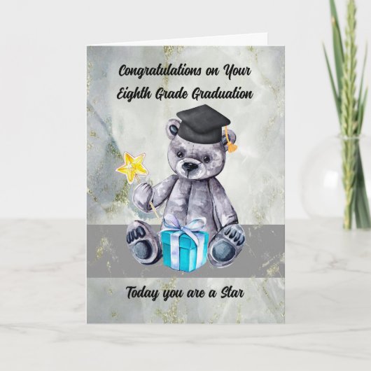 afstuderen van de 8e graad met gevulde Beer die Pe Kaart (Voorkant)