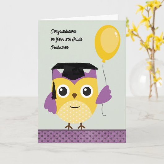 afstuderen van de 8e graad Wise Owl Kaart (Gele Bloem)