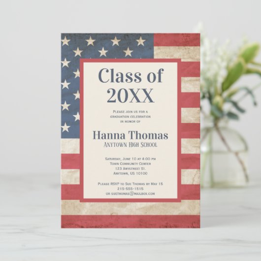  Afstuderen van de Amerikaanse vlag Kaart (Staand voorkant)