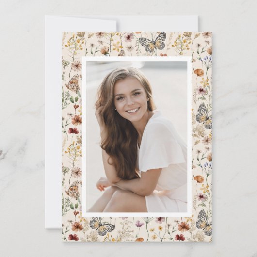 Afstuderen van de Boheemse wilde bloemen Bedankkaart (Achterkant)