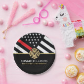 Afstuderen van de brandweer Rood Line Flag Fire Ac Papieren Bordje (Feest)