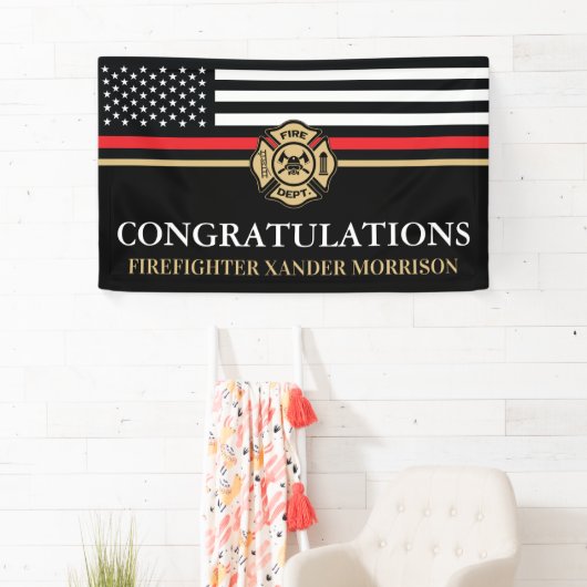 Afstuderen van de brandweer Rood Line Flag Fire Ac Spandoek (Insitu)