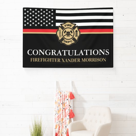 Afstuderen van de brandweer Rood Line Flag Fire Ac Spandoek (Insitu)