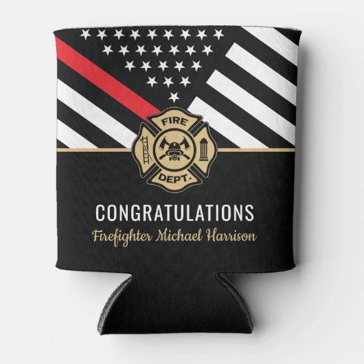 Afstuderen van de brandweeracademie Thin Red Line Blikjeskoeler (Voorkant)