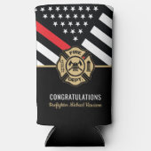 Afstuderen van de brandweeracademie Thin Red Line Seltzer Blikjeskoeler (Voorkant)