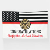 Afstuderen van de brandweeracademie Thin Red Line Spandoek (Horizontaal)