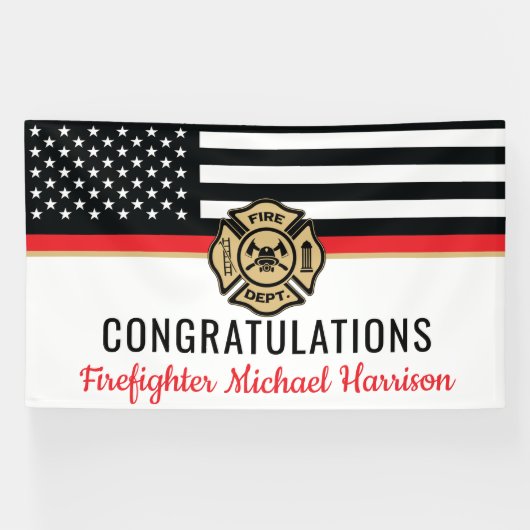 Afstuderen van de brandweeracademie Thin Red Line Spandoek (Horizontaal)