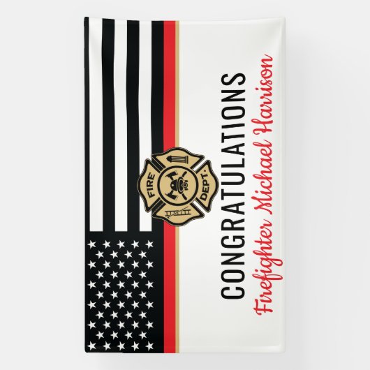 Afstuderen van de brandweeracademie Thin Red Line Spandoek (Verticaal)