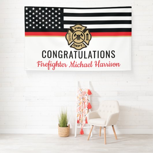 Afstuderen van de brandweeracademie Thin Red Line Spandoek (Insitu)