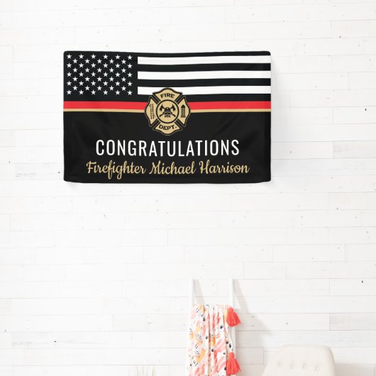 Afstuderen van de brandweeracademie Thin Red Line Spandoek (Insitu)