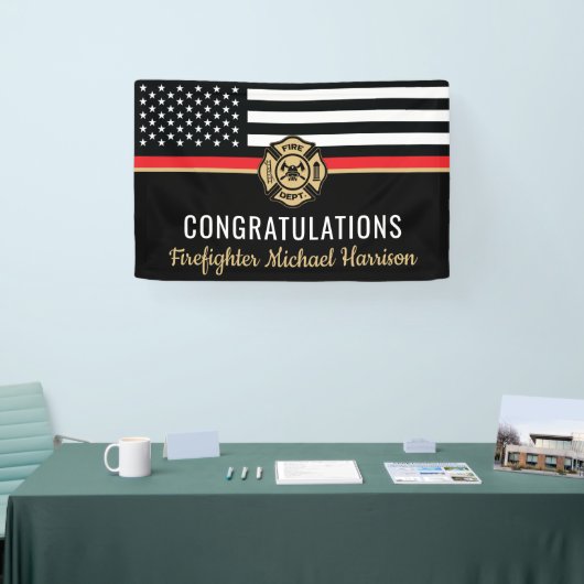 Afstuderen van de brandweeracademie Thin Red Line Spandoek (Beurs)