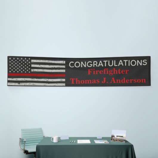 Afstuderen van de brandweeracademie Thin Red Line Spandoek (Beurs)