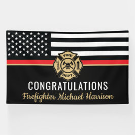 Afstuderen van de brandweeracademie Thin Red Line Spandoek