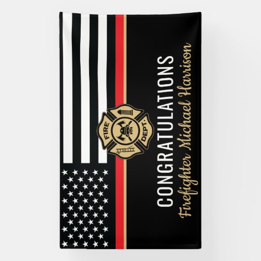 Afstuderen van de brandweeracademie Thin Red Line Spandoek (Verticaal)