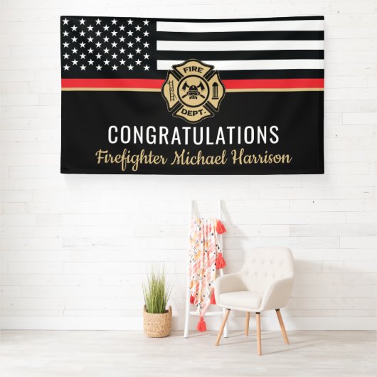 Afstuderen van de brandweeracademie Thin Red Line Spandoek (Insitu)