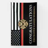 Afstuderen van de brandweerman Thin Red Line Fire  Spandoek (Verticaal)