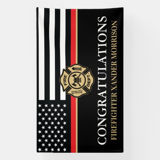 Afstuderen van de brandweerman Thin Red Line Fire  Spandoek (Verticaal)