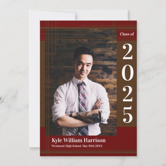 Afstuderen van de bruine maroon-school kaart (Voorkant)