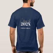 afstuderen van de categorie blauw en goudglitter v t-shirt (Achterkant)
