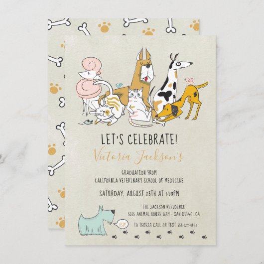 Afstuderen van de Dierenveeartsenschool Kaart (Voorkant / Achterkant)