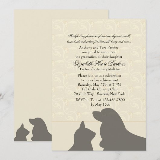 Afstuderen van de Favoriete Dierenartsen nodigt ui Kaart (Voorkant / Achterkant)