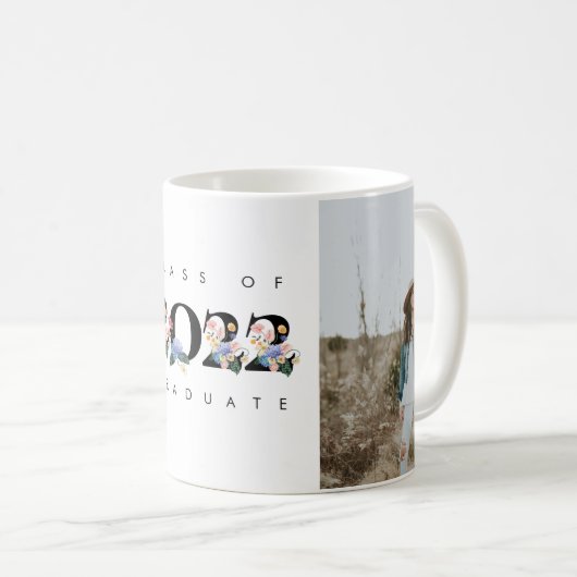 Afstuderen van de kleurrijke zomer van Floral Foto Koffiemok (Voorkant rechts)