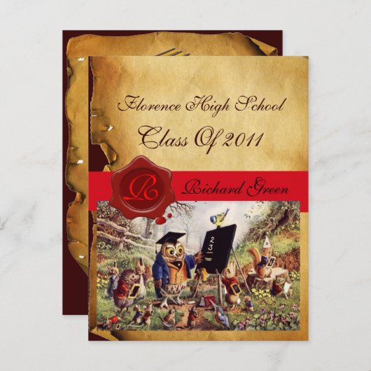 AFSTUDEREN VAN DE LEERWEG WAX SEAL MONOGRAM KAART (Voorkant / Achterkant)