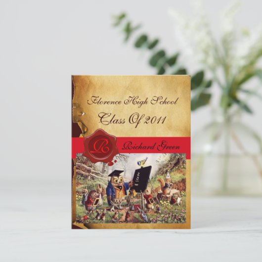 AFSTUDEREN VAN DE LEERWEG WAX SEAL MONOGRAM KAART (Staand voorkant)