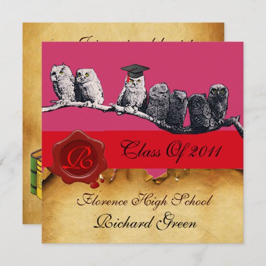 AFSTUDEREN VAN DE LEERWEG WAX SEAL MONOGRAM KAART (Voorkant / Achterkant)