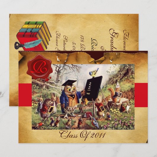 AFSTUDEREN VAN DE LEERWEG WAX SEAL MONOGRAM KAART (Voorkant / Achterkant)