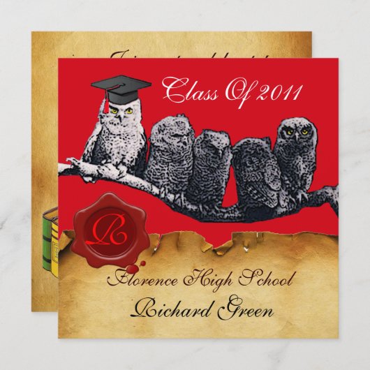 AFSTUDEREN VAN DE LEERWEG WAX SEAL MONOGRAM KAART (Voorkant / Achterkant)