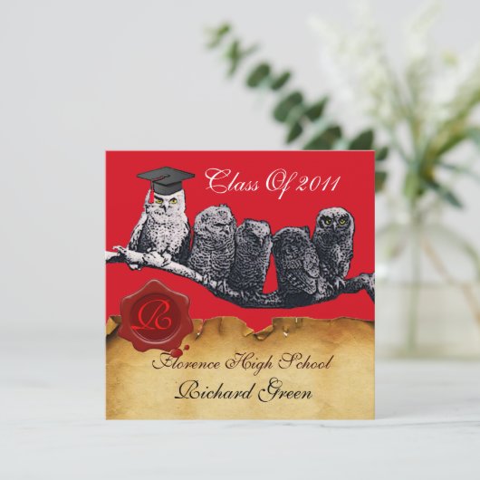 AFSTUDEREN VAN DE LEERWEG WAX SEAL MONOGRAM KAART (Staand voorkant)