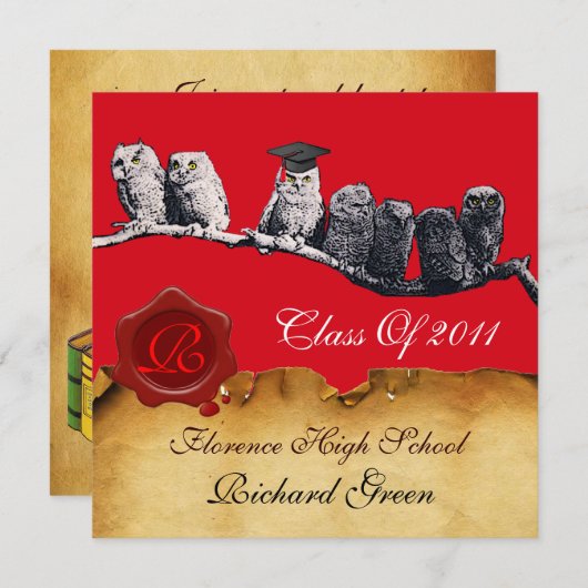 AFSTUDEREN VAN DE LEERWEG WAX SEAL MONOGRAM KAART (Voorkant / Achterkant)