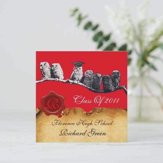 AFSTUDEREN VAN DE LEERWEG WAX SEAL MONOGRAM KAART (Staand voorkant)